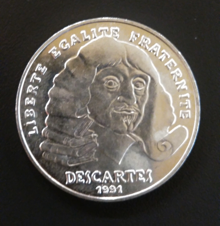 100 francs argent René Descartes 1991 Achat vieil or en Belgique