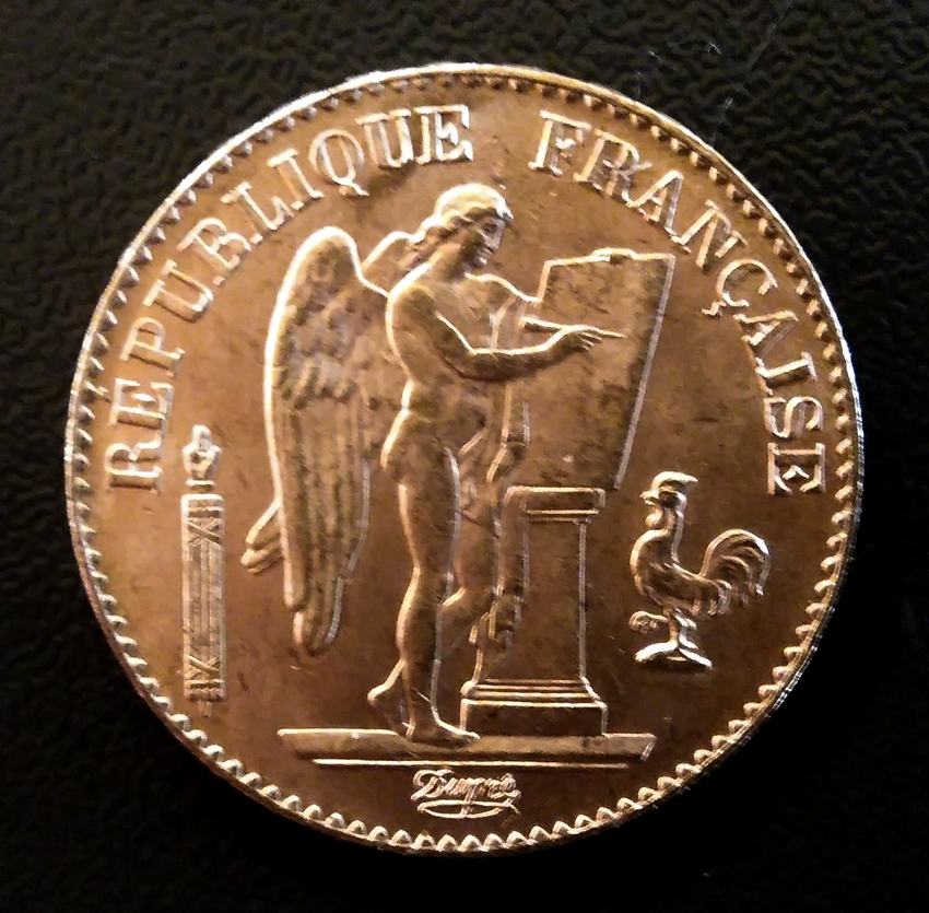 20 Francs OR Génie 1897 A IIIe République. Achat vieil or en Belgique